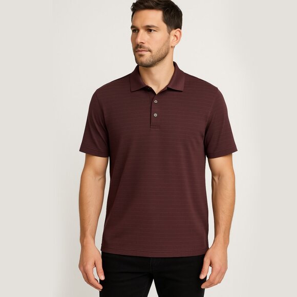 Perry Ellis Portfolio Men’s Burgundy Printed Polo Shirt – Size Medium - Picture 1 of 5